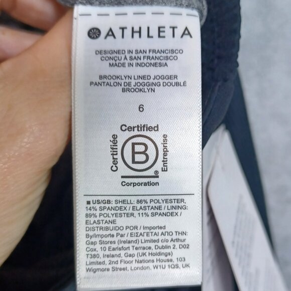 NWOT Athleta Brooklyn Women's Lined Black Jogger Pants 6 Warm Lined Lightweight - Picture 10 of 12